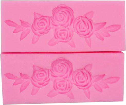 2 Pieces Four Roses Candy Silicone Mold - Fondant Chocolate Molds for Cake Topper Decor and Desserts
