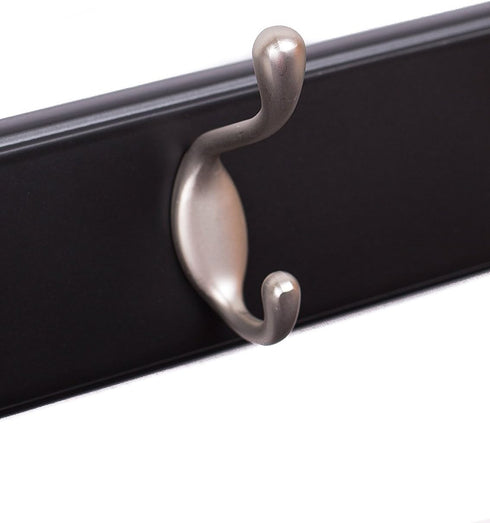 BIRDROCK HOME Oval Hook Coat and Hat Rack, 4 Hooks, Wall Mount, Black Finish