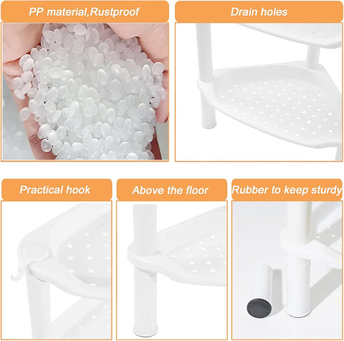 4 13.5 10 33.5 Inches, 4 Tier Corner Shower Caddy, Rustproof, Plastic Shower Organizer for Bathroom, Bathtub, Shower