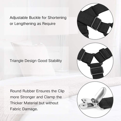 Foloda Bed Sheet Holders - 2 pcs Adjustable Fitted Sheet Straps Holders for Bed Corner, Keep Sheet Firm Tight