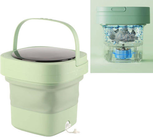 Foldable Portable Washing Machine, Mini Washer 6.5L Large Capacity, Soft Spin Drying, Green, for Home, Camping,