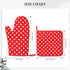 Polka Dot Oven Mitts and Pot Holders Set, Red and White, Heat Resistant Kitchen Gloves
