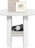 2-Tier Furinno Simple Design Side Table, Square Modern End Table, Open Shelves Night Stand, Bedside Table, Rounded
