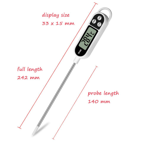 Digital Meat Food Thermometer for Cooking Kitchen BBQ, Instant Read Probe Thermometer with Long Probe for Candy, Milk,
