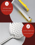 TENTA KITCHEN Stainless Steel Skimmer/Slotted Spoon/Strainer Ladle Dia 16CM with Heat Resistant ABS Handle