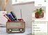 Wooden Pots, Mini Flowerpot, Retro Resin Succulent Planter Bonsai Pot Desk Holder Mini Ornament (Radio Natural)
