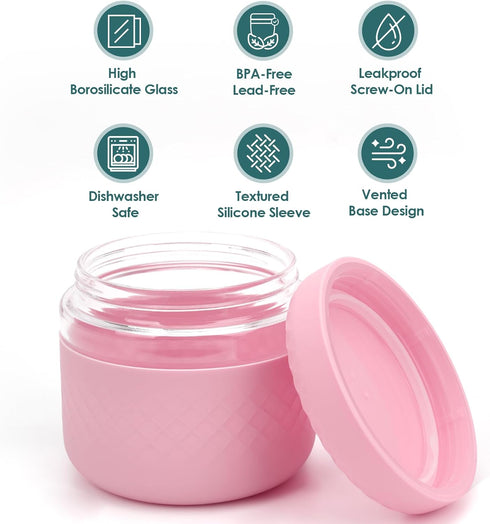 24 oz Glass Lunch Bowl Container with Lid | Leak & Spill Proof, BPA-Free, Microwave & Dishwasher Safe, Airtight Meal