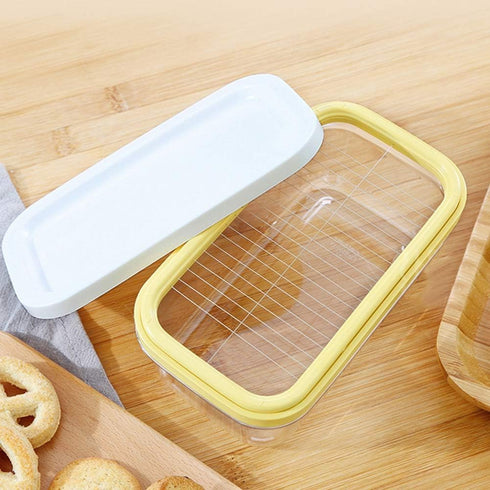 Bibabala Butter Dish with Lid Rectangle Butter Keeper with Cutter Slicer for Easy Cutting and Storage, Butter Box