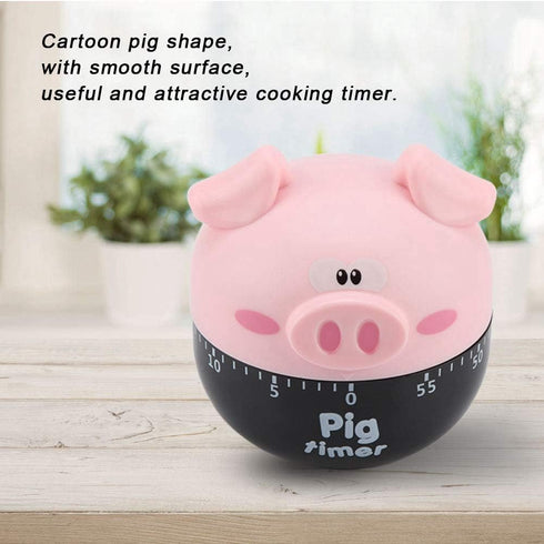 Cute Cartoon Pig Kitchen Timer, Mechanical Cooking Timer for Home Decor and Cooking Timing Tool