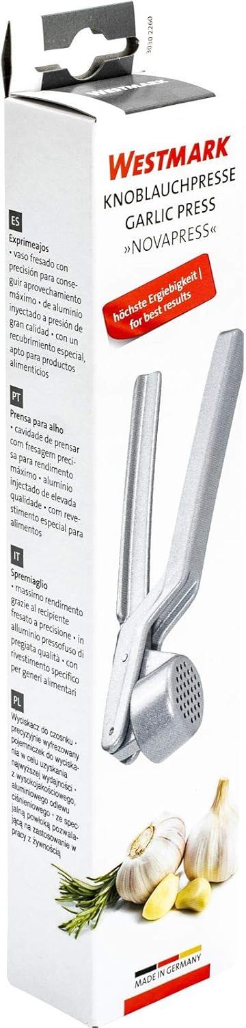 Westmark Garlic Press Novapress German Heavy-Duty Garlic Crusher & Mincer, Rust Proof Mincer Tool, Easy Squeeze
