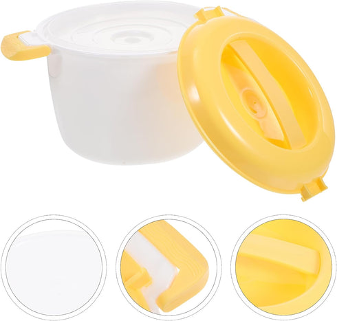 OSALADI 1L Microwave Rice Cooker: Mini Steamer with Keep Warm Function for Soups, Stews, Grains, Oatmeal, Yellow