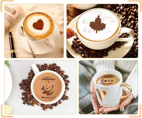38 Cookie Stencils + Latte Art Pen - Cake Decoration Templates for Coffee & Cappuccino