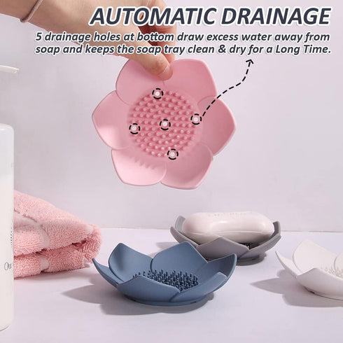Counter, (4 Pack, Silicone Soap Dishes with Draining. Bathroom Bar Soap Holder for Shower. Soap Tray for Kitchen Sink.