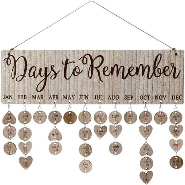 Family Birthday Reminder Calendar Plaque Wall Hanging with 100 Tags, Best Gift Ideas for Mom Grandma from Kids