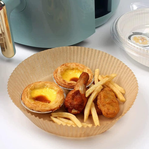 Air Fryer Paper Liners, 100PCS Non-stick Disposable Parchment Sheets, 7.9inch-Round, Food Grade Liner for Baking,