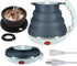 Travel Electric Kettle Small, Collapsible Portable Tea Kettle + Paperless Pour Over Coffee Dripper for Camping (Black)