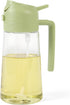 Oil Sprayer for Cooking, 2 in 1 Glass Olive Oil Dispenser 14.5oz/430ml (Green)