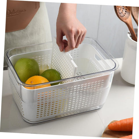 1pc Double Storage Basket, Plastic Drawer Organizer Box, Clear Over The Sink Colander Strainer Basket for Refrigerator