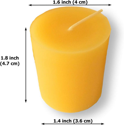 100% Pure Beeswax 15-Hour Votives Candles, Organic Hand Made (6)