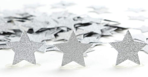 MOWO Glitter Star Confetti Wedding Party Decor, 1.2’’ Diameter, Silver Glitter, 200pc