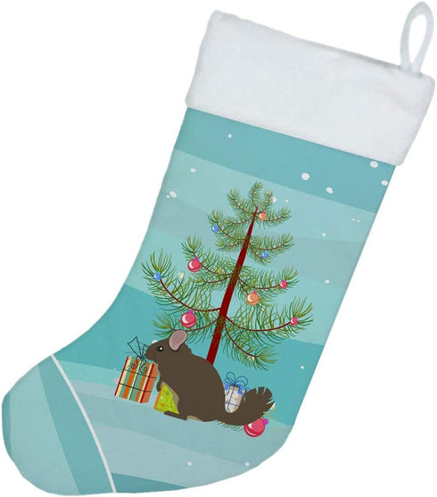 Caroline's Treasures BB9242CS Chinchilla Christmas Stocking, Teal Fireplace Hanging Holiday Decor