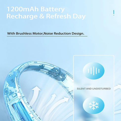 Rechargeable Neck Fans with 360° Cooling, Portable Bladeless Wearable Fan with 4000mAh Battery and 3 Speeds