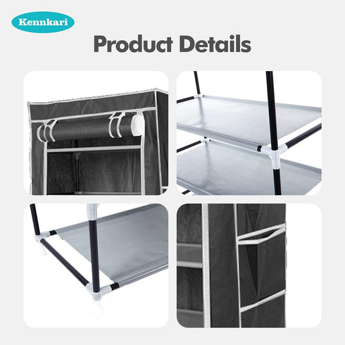 Kennkari 9 20-pair Tier Shoe Rack with Dustproof Cover, Free Standing Shoes Organizer, Narrow Shoe Storage Rack