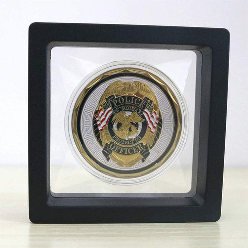 Set of 2 Challenge Coins Display Stand, 3D Floating Clear Case for Jewelry, Specimen, Military Medal