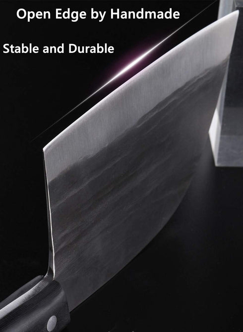 Dream Reach Forging Serbian Chef Knife - Full Tang High Carbon Clad Steel Almasi Butcher Cleaver with Leather Sheath