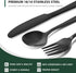 Hiware 48-Piece Matte Black Silverware Set, Stainless Steel Cutlery Set for 8 with Steak Knives