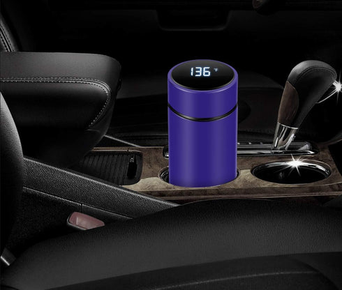 Insulated Coffee & Tea Infuser Bottle with LED Temperature Display, Double Wall Vacuum, Stay Hot for 24 Hrs (Blue)