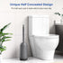 HAMITOR Toilet Bowl Brush Holder Set, Deep Cleaning Silicone Scrubber for Bathroom - Gray