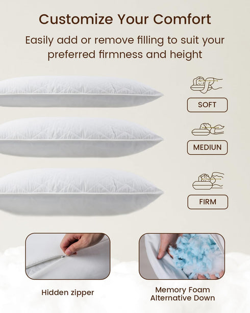 20"x54" ZonLi Body Pillows for Adults, Quilted Long Pillow for Bed, Body Pillow with Removable Cotton Cover