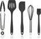 5 Pcs Silicone Kitchen Utensils Set with Holder, Heat Resistant Gadgets Tools for Nonstick Cookware, Dishwasher Safe