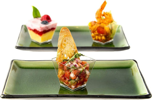 DLux 50 x 2oz Square Mini Dessert Cups with Spoons, Clear Plastic Parfait Appetizer Cup for Tasting Party