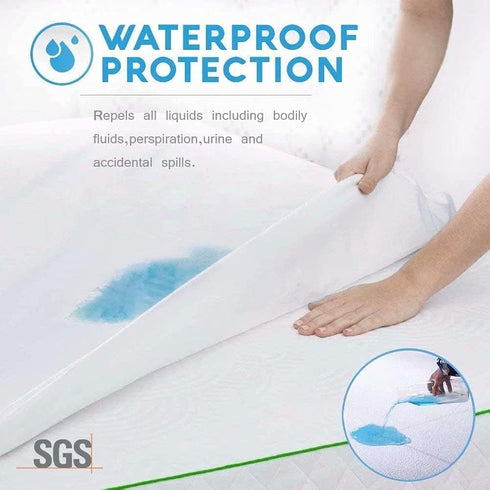 King Size Cooling Waterproof Mattress Protector Pad Cover - Breathable Fitted Sheet Style