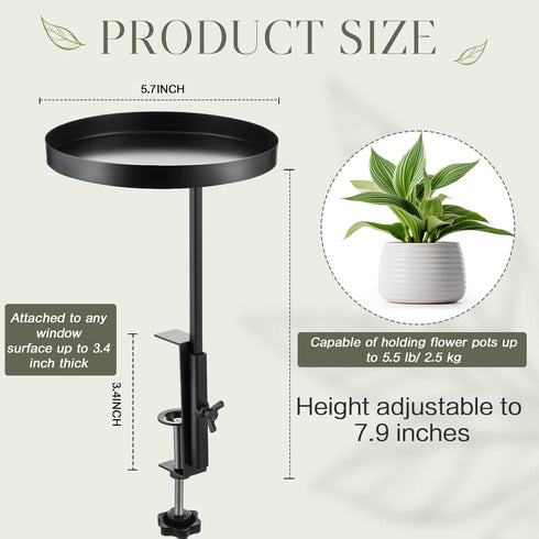2 5.7''D 12.4''H Teenyyou Pcs Window Sill Plant Shelf x Adjustable Window Shelf Windowsill Clamp Tray for Indoor Plants