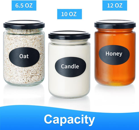 Glass Candle Jars with Lid, 12 oz Wide Mouth Small Glass Jar, Set of 20
