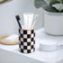 countertop Checkered Bathroom Toothbrush Holder, Bathroom Black and White Ceramic Toothbrush Holder, Modern Toothbrush