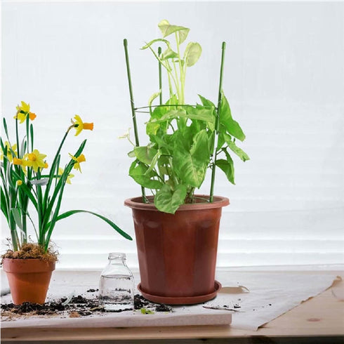 Orgrimmar 17.7" Balcony(Pack 2) Vine Trellis Support Flowers Plants Cage Triple Plastic Pillar with Iron Rings Vine