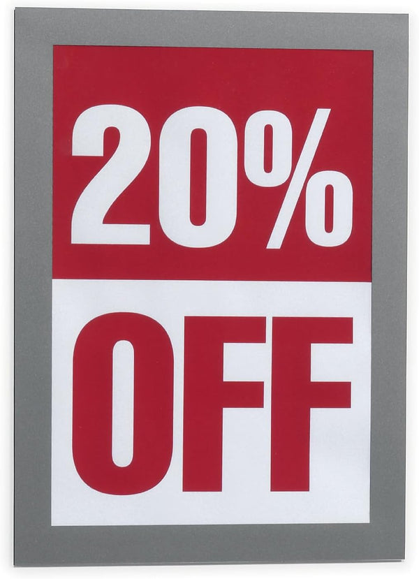 Durable Duraframe Self Adhesive Magnetic Sign Holder, Half Letter-Size 5.5" x 8.5" - Silver Frame - Pack of 2