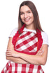 Violet Mist Red Plaid Vintage Apron for Women - Cute Ruffle Frilly Kitchen Apron, Retro 50s Style for Cooking