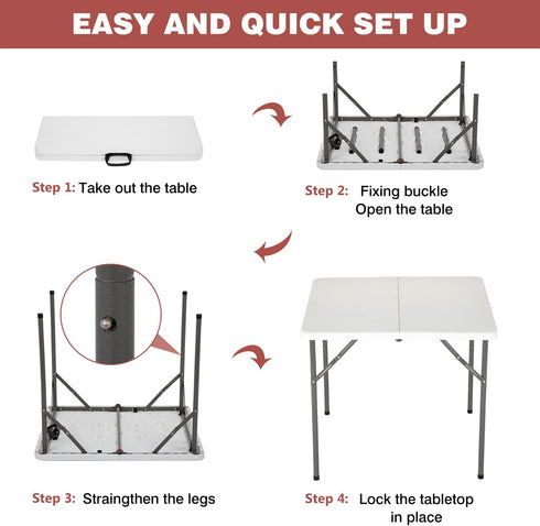 PayLessHere 34" Folding Tables Plastic Folding Card Table Half Portable Foldable Table for for Parties Wedding BBQ