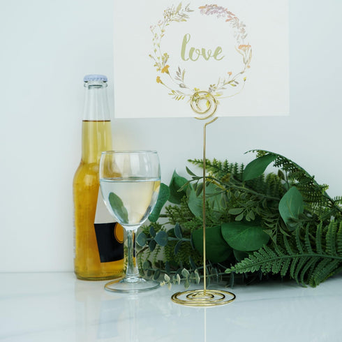 Place Card Holders - 10pcs 8.6" Tall Table Number Holders for Weddings, Parties, Office Desk (Gold)