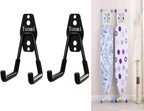 2Pcs Ironing Board Hook, Wall Mount Holder for Laundry & Utility Rooms