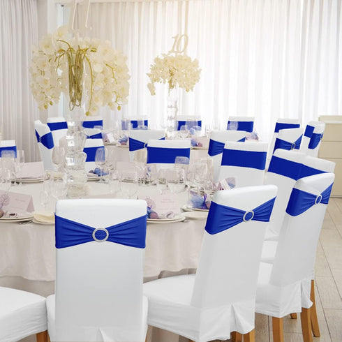 50PCS Spandex Chair Sashes Bows - Babenest Premium Stretch Chair Cover Band with Buckle Slider Universal Elastic Chair
