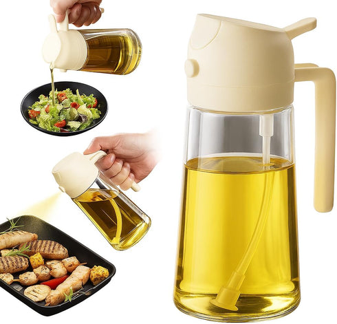 Generic 2 in 1 Olive Oil Sprayer & Dispenser Bottle 470ml/16oz Glass Spray