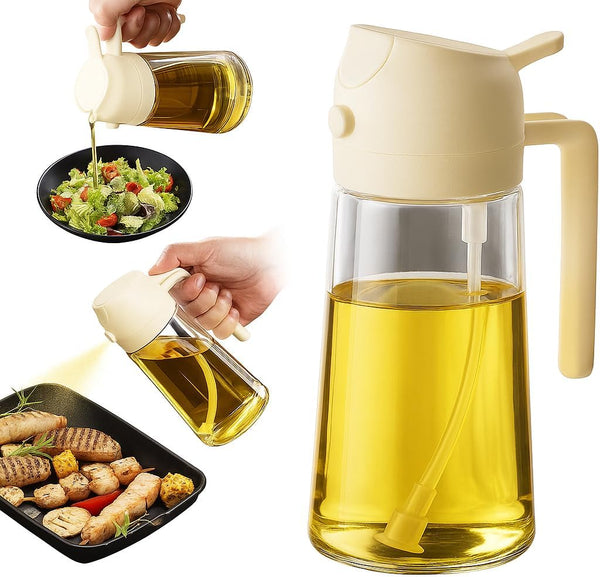 Generic 2 in 1 Olive Oil Sprayer & Dispenser Bottle 470ml/16oz Glass Spray