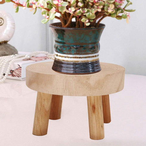 UNIE Round Mini Wooden Stool for Indoor & Outdoor Use