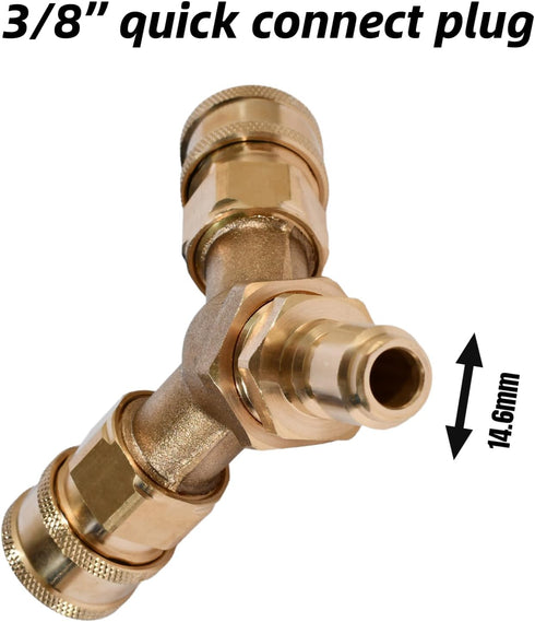 xiangxu Pressure Washer Tee, 3/8 Inch Fitting Splitter Coupler to Connect Two Guns to One Power Washer, 4.0 GPM